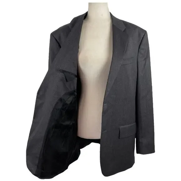 Banana Republic Men's Single Breasted Tailored Suit Jacket Dark Charcoal Sz 44R